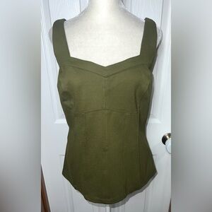 (NWOT) Anthropologie Sleeveless Blouse Cropped Tank Top Olive Green Size M